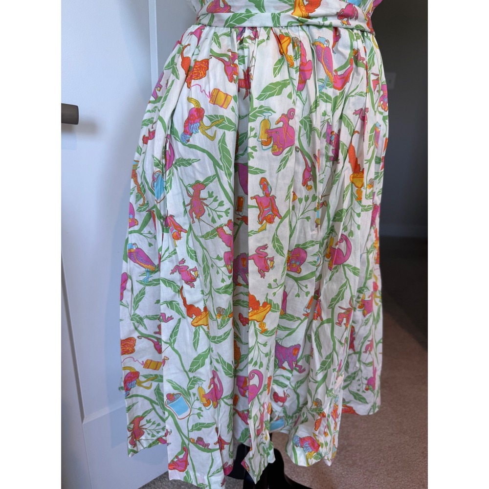 ModCloth Womens 2X Novelty Lobster Monkey Print Cotton Fit Flare Midi Dress NEW - Picture 3 of 8